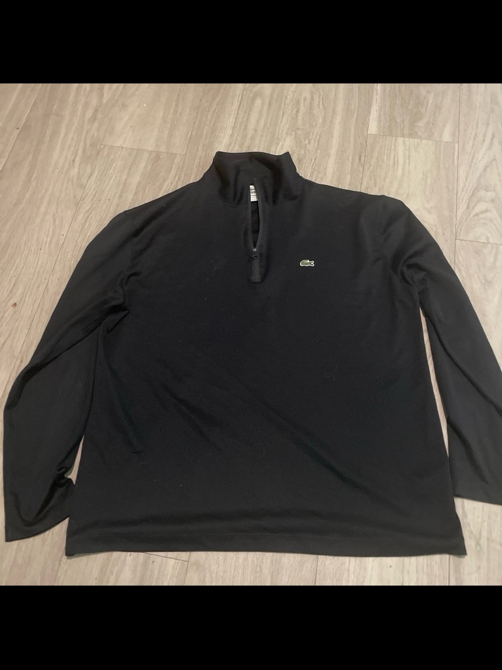 Lacoste Black Half-Zip Sweatshirt with Green Crocodile